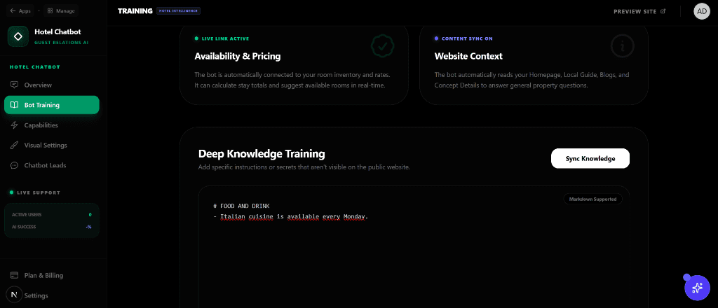 Chatbot Training Interface