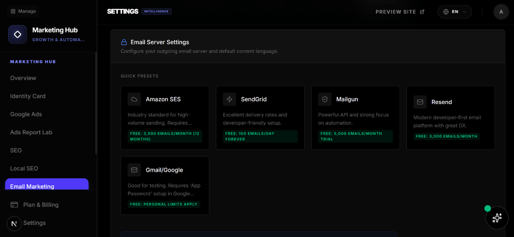 SMTP Settings